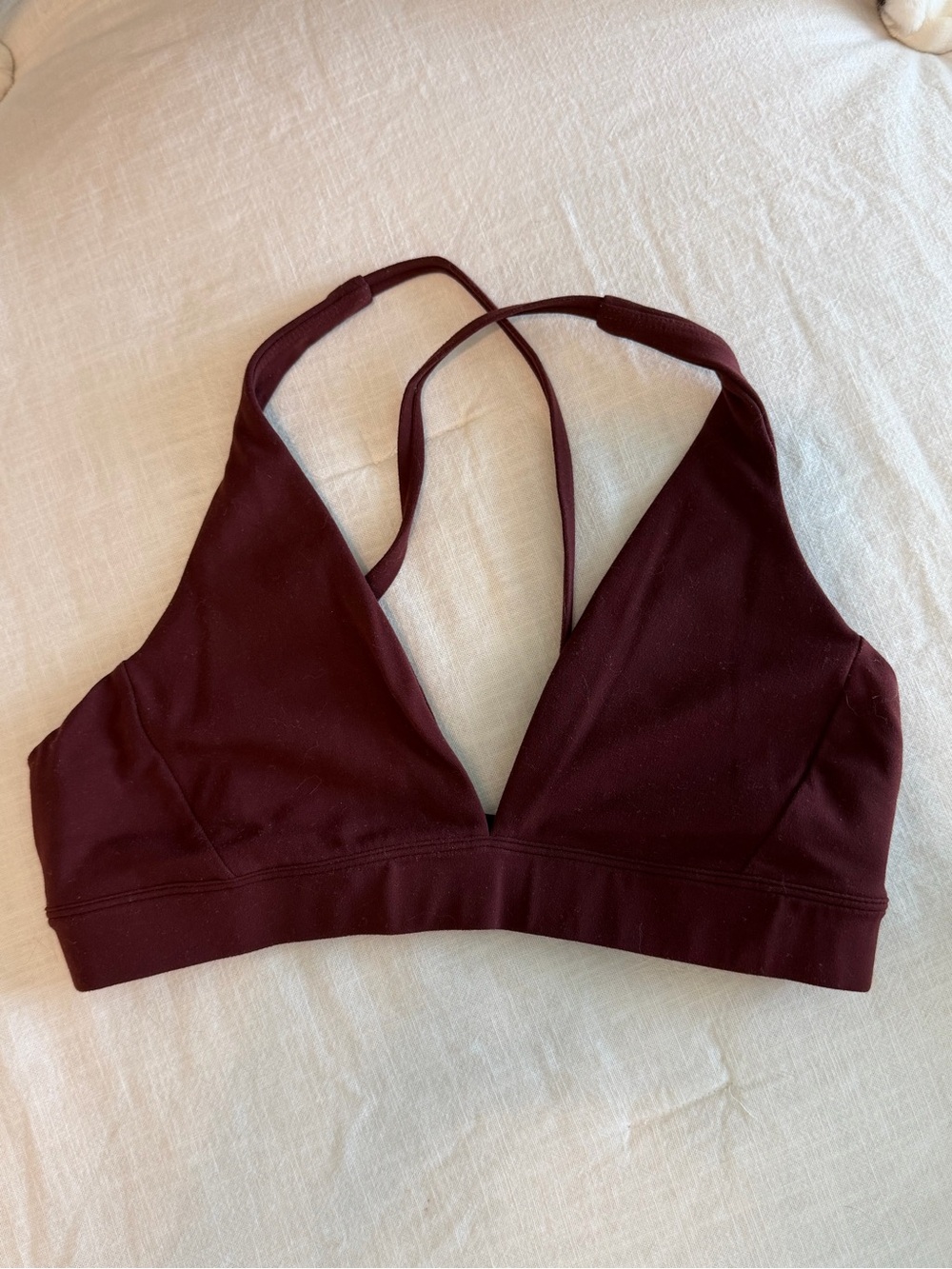 CRZ YOGA Plunge Sports Bra in Burgundy